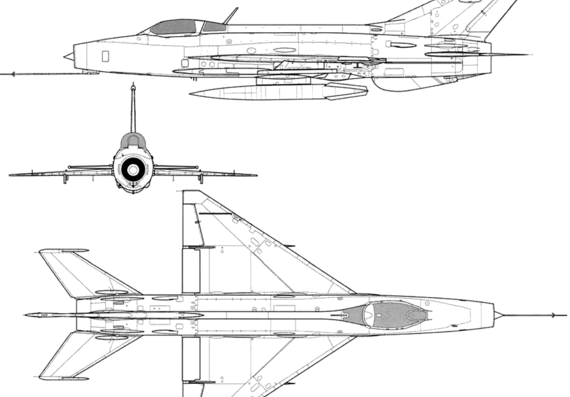 Самолет Chengdu J-7 [MiG-21] - чертежи, габариты, рисунки